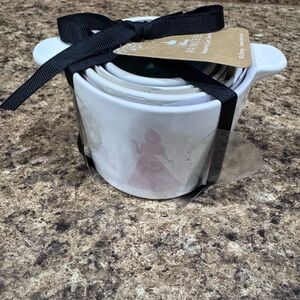Rae Dunn Disney Princess White Ceramic Measuring Cups with Black Ribbon